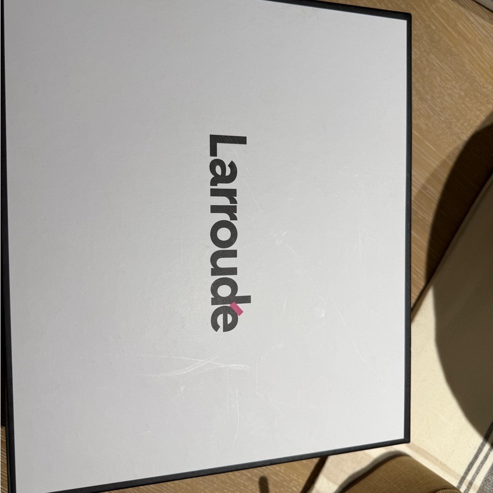 Larroude White and Black Shoe Box with Label